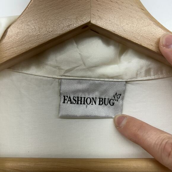 Vintage Y2K 2000s Fashion Bug White Flower Button Long Sleeve Blouse Plus Size - Picture 8 of 8